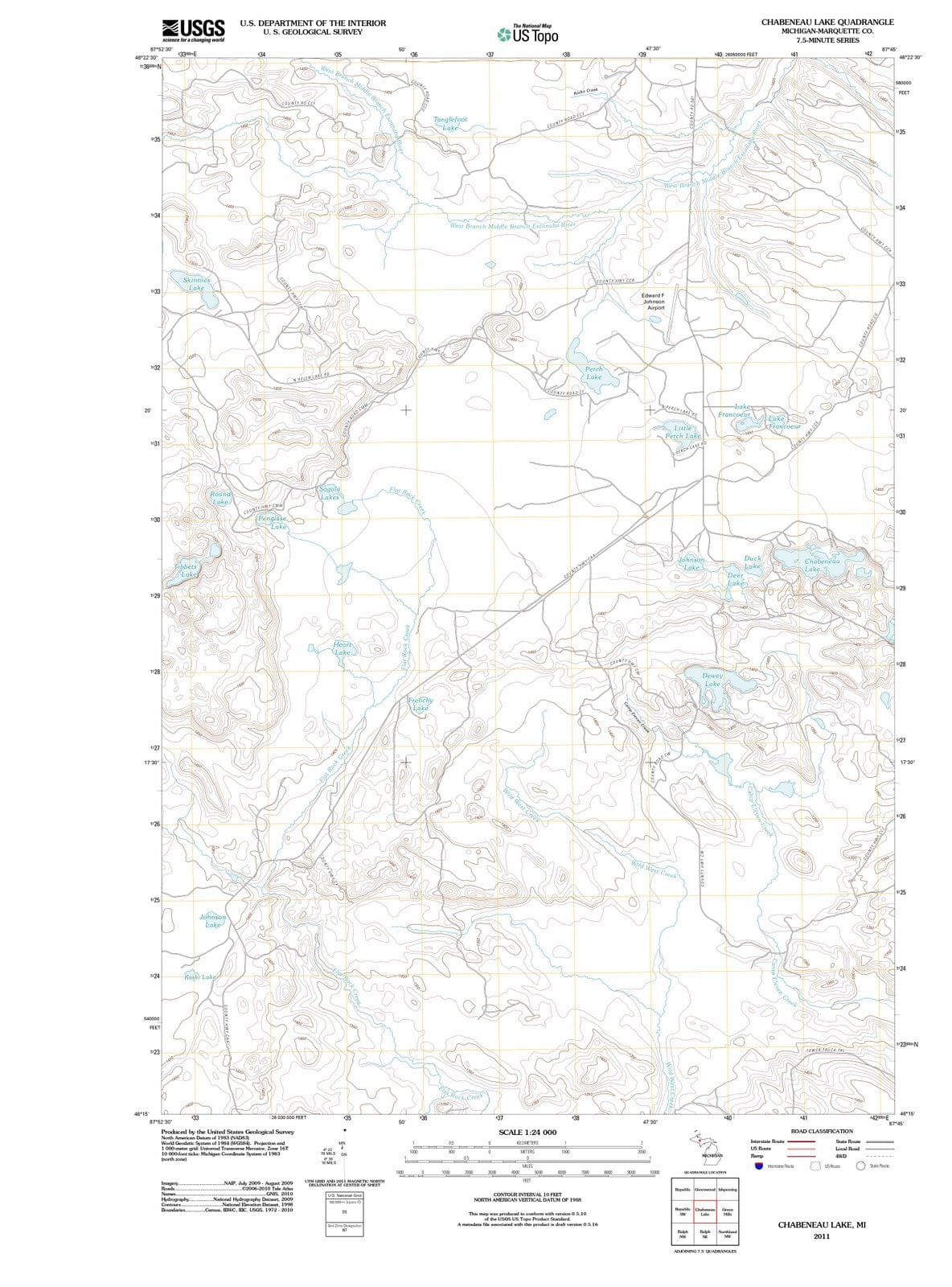 2011 Chabeneau Lake, MI - Michigan - USGS Topographic Map