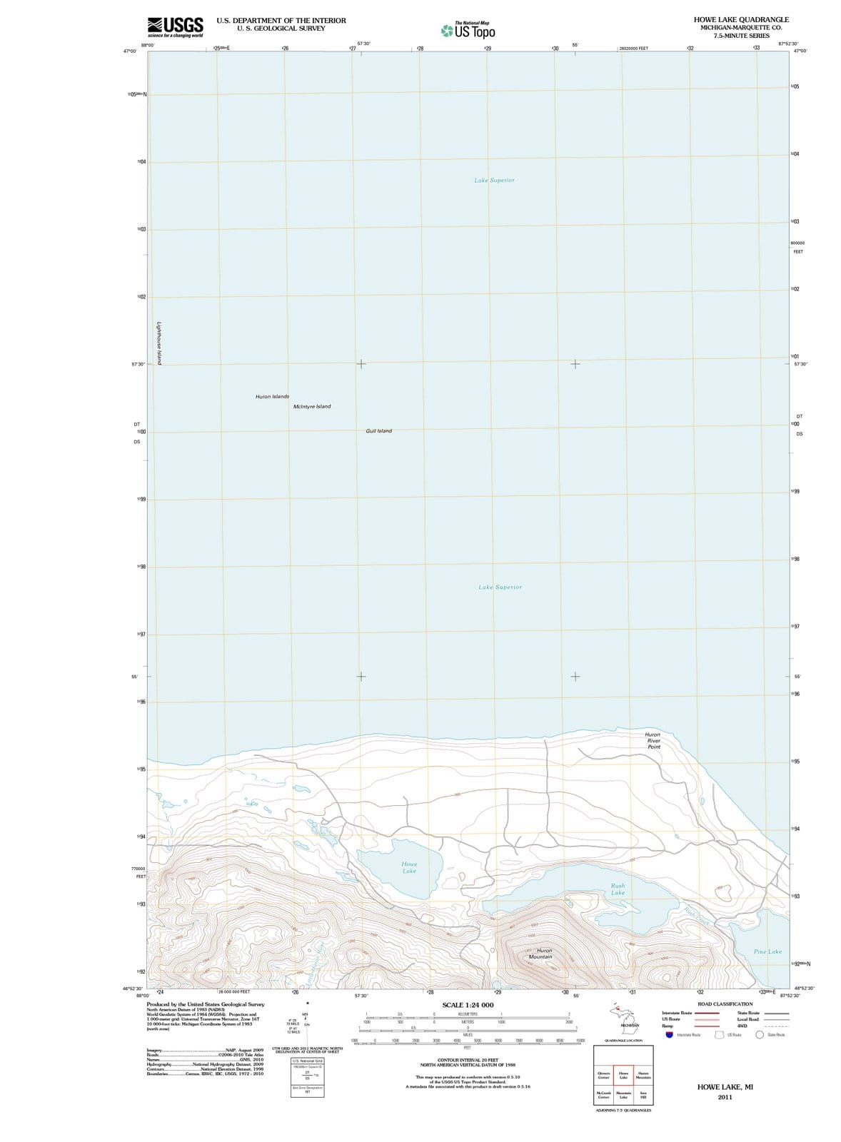 2011 Howe Lake, MI - Michigan - USGS Topographic Map