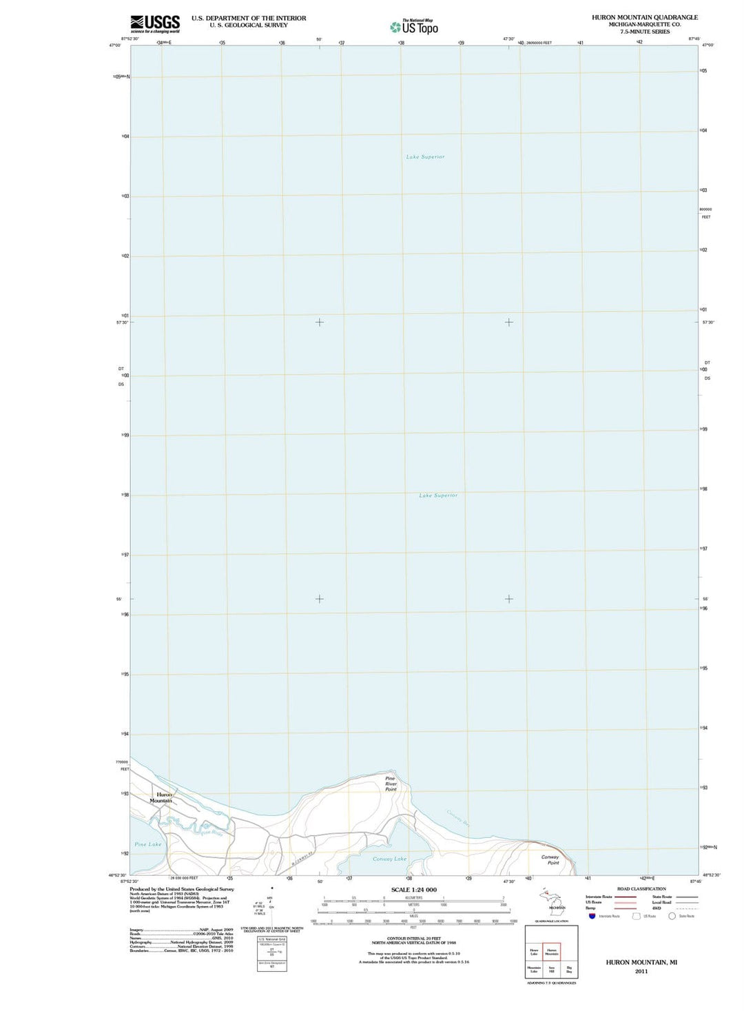 2011 Huron Mountain, MI - Michigan - USGS Topographic Map