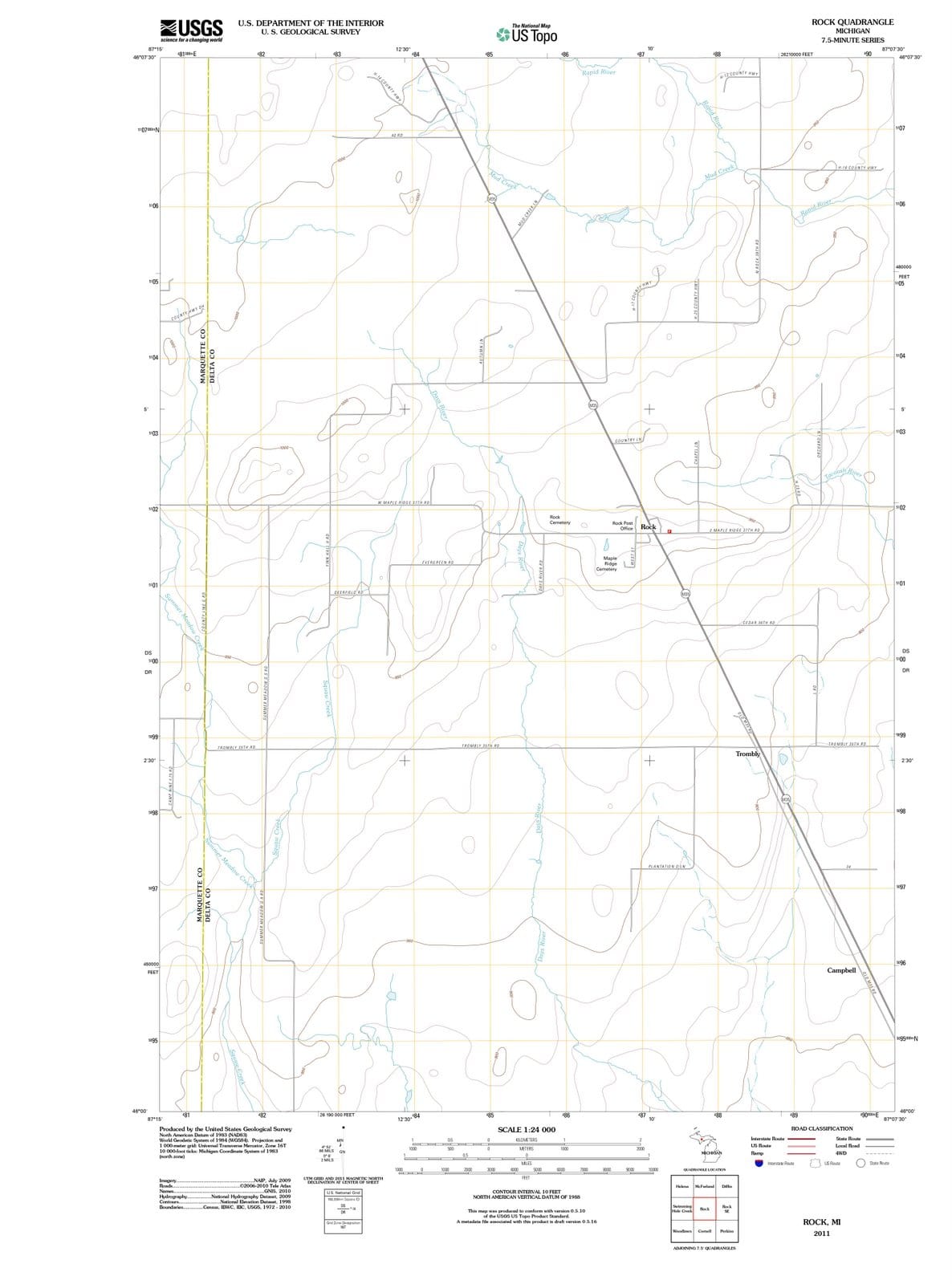 2011 Rock, MI - Michigan - USGS Topographic Map
