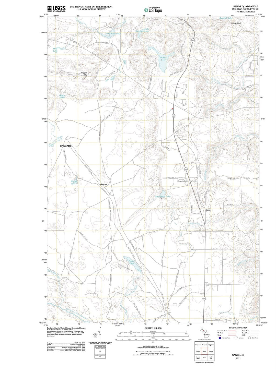 2011 Sands, MI - Michigan - USGS Topographic Map