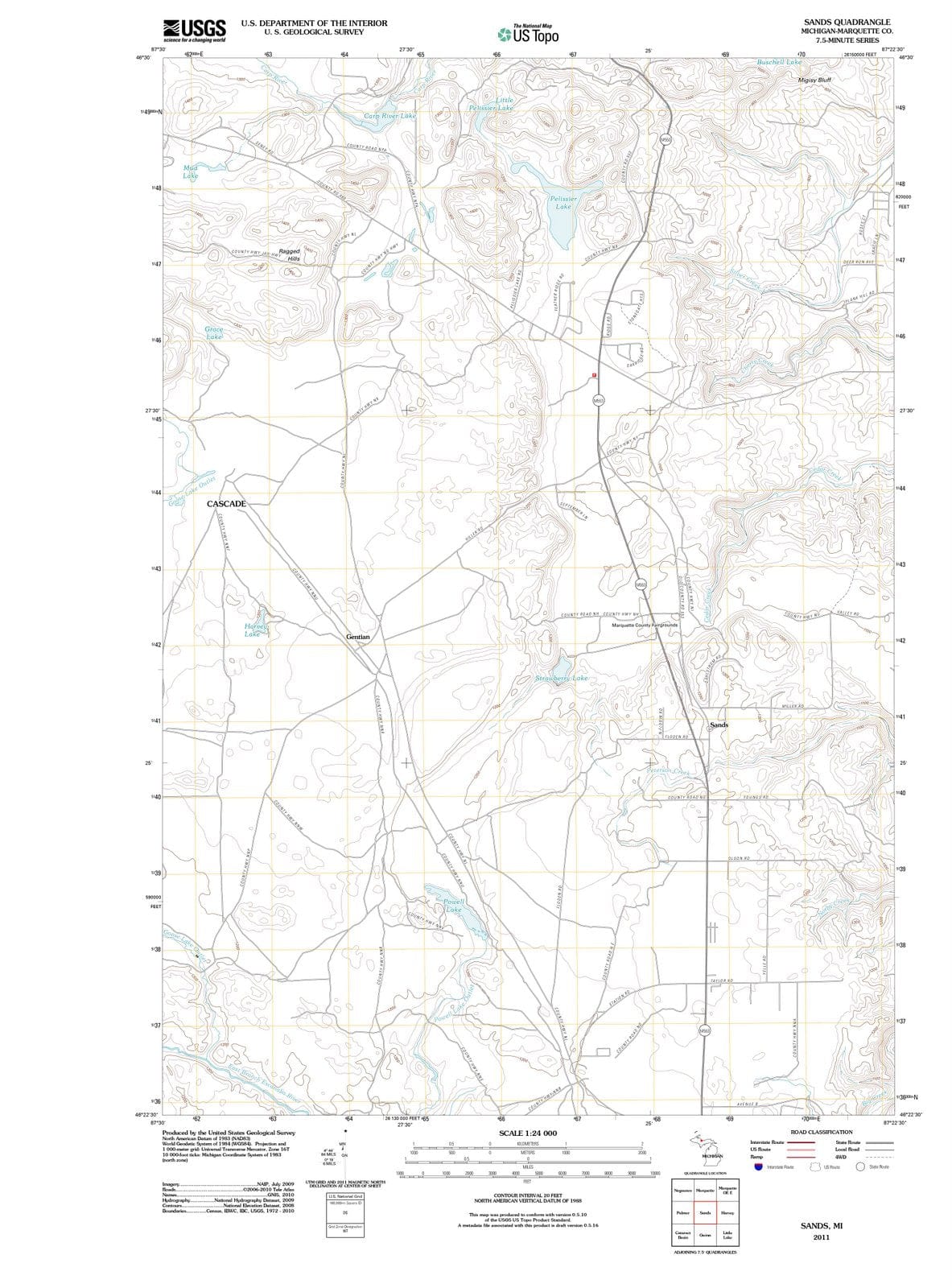 2011 Sands, MI - Michigan - USGS Topographic Map
