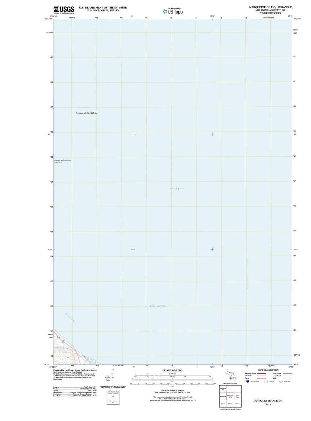 2011 Marquette OE E, MI - Michigan - USGS Topographic Map