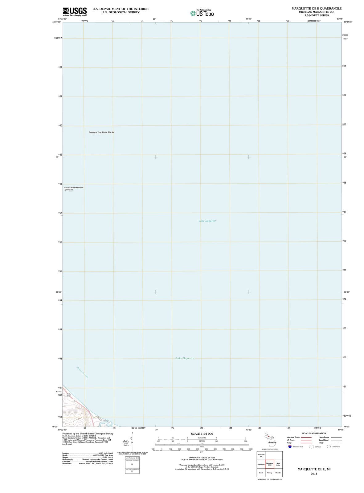 2011 Marquette OE E, MI - Michigan - USGS Topographic Map