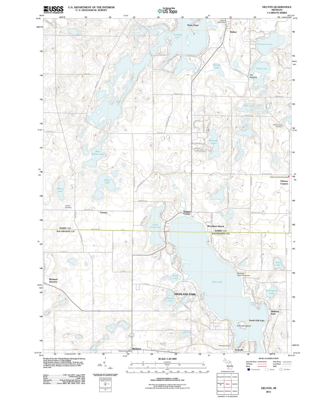2011 Delton, MI - Michigan - USGS Topographic Map