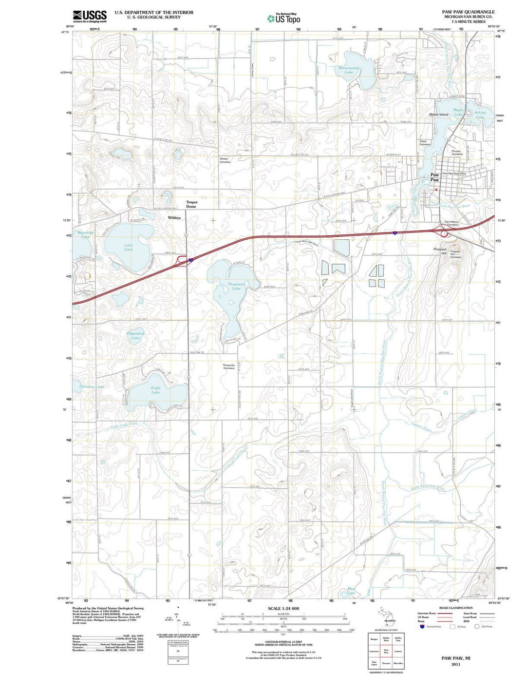 2011 Paw Paw, MI - Michigan - USGS Topographic Map
