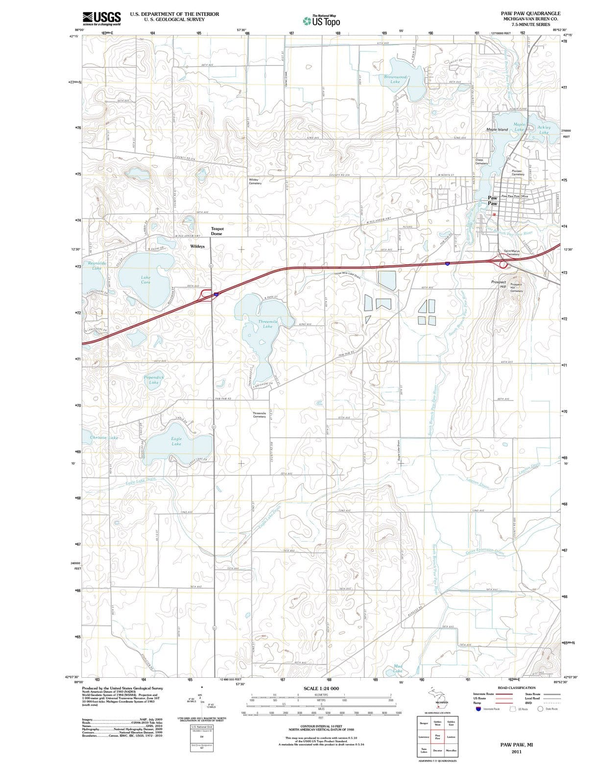 2011 Paw Paw, MI - Michigan - USGS Topographic Map