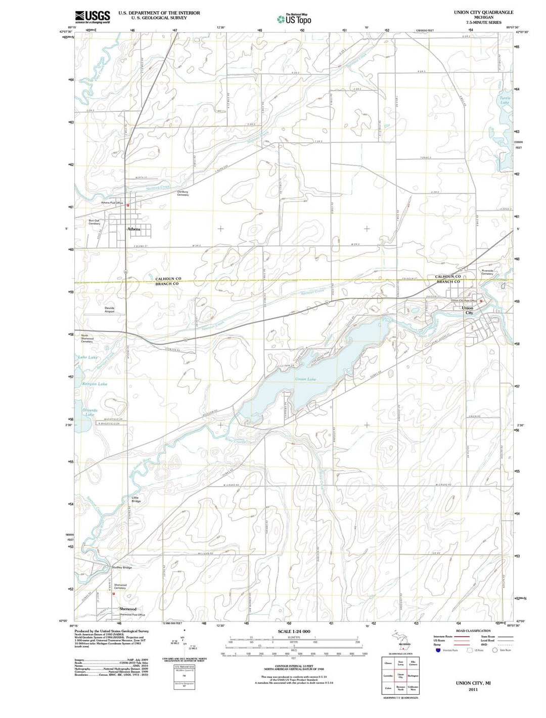 2011 Union City, MI - Michigan - USGS Topographic Map