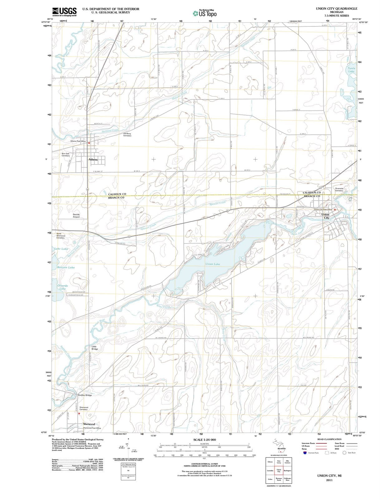 2011 Union City, MI - Michigan - USGS Topographic Map