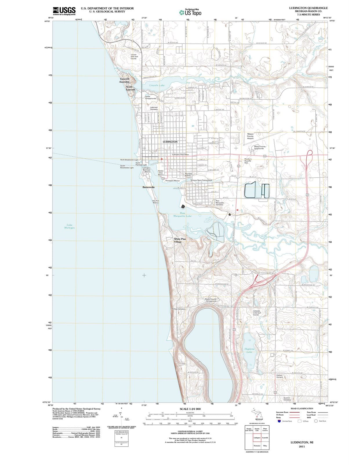 2011 Ludington, MI - Michigan - USGS Topographic Map