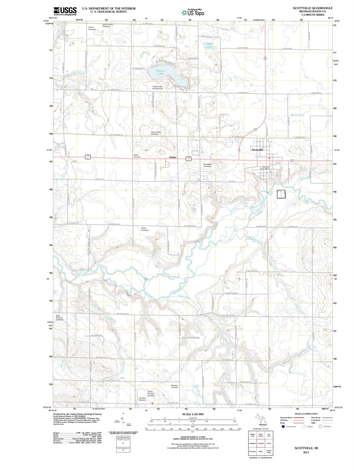 2011 Scottville, MI - Michigan - USGS Topographic Map