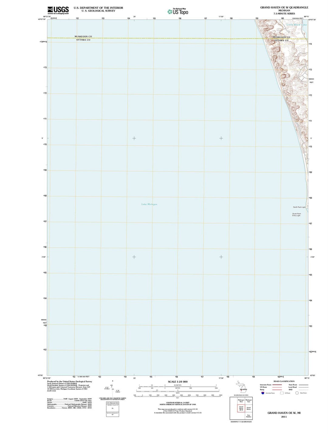 2011 Grand Haven, MI - Michigan - USGS Topographic Map v2