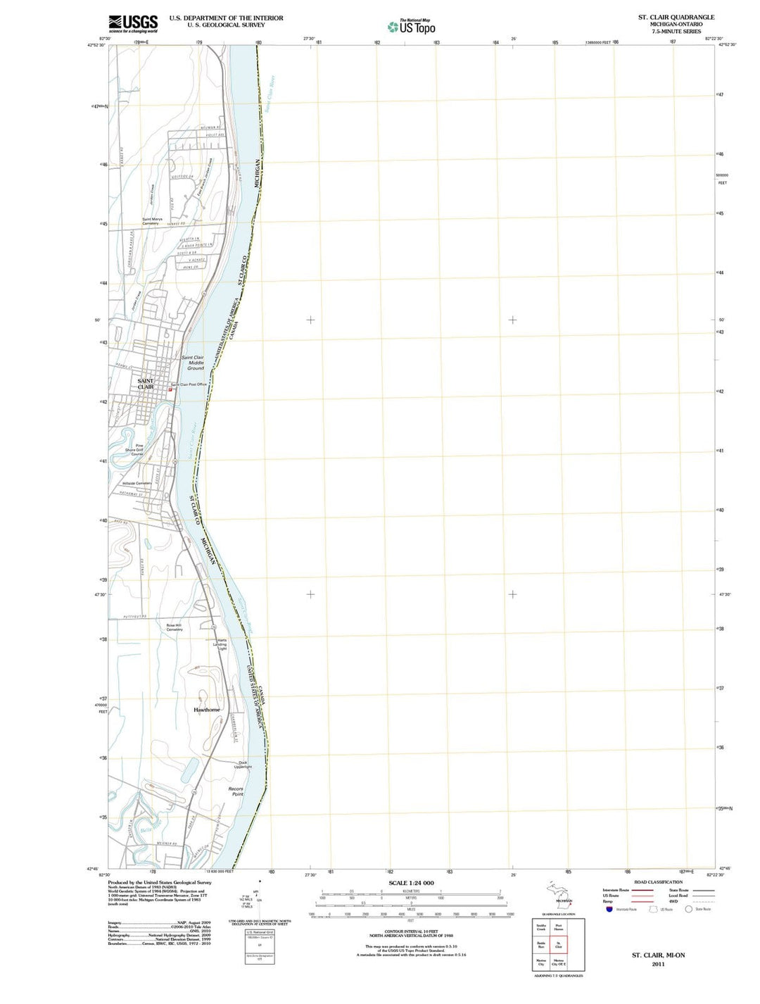 2011 St. Clair, MI - Michigan - USGS Topographic Map
