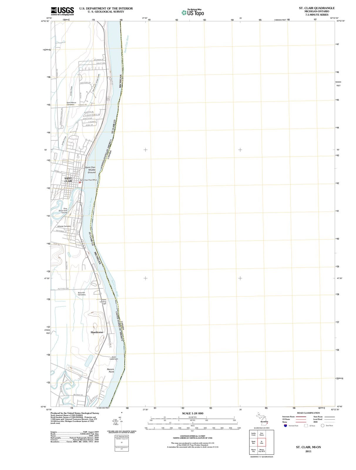 2011 St. Clair, MI - Michigan - USGS Topographic Map
