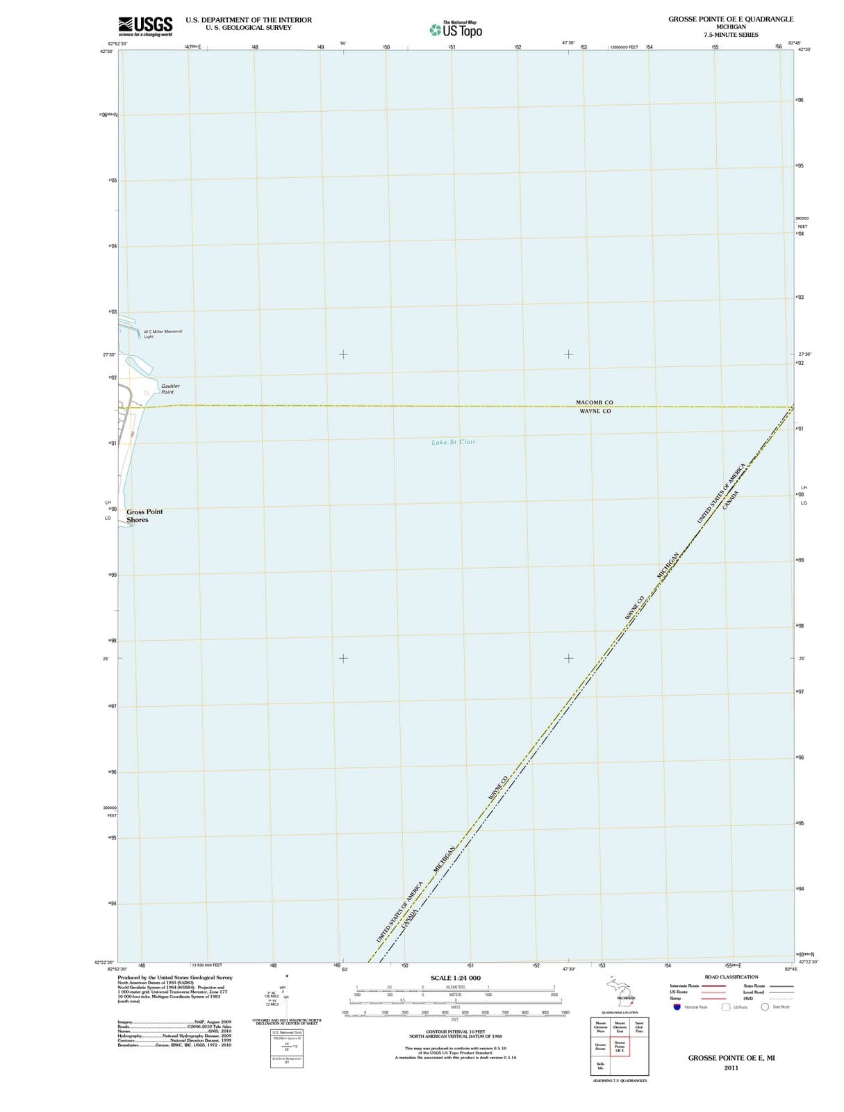 2011 Grosse Pointe OE E, MI - Michigan - USGS Topographic Map