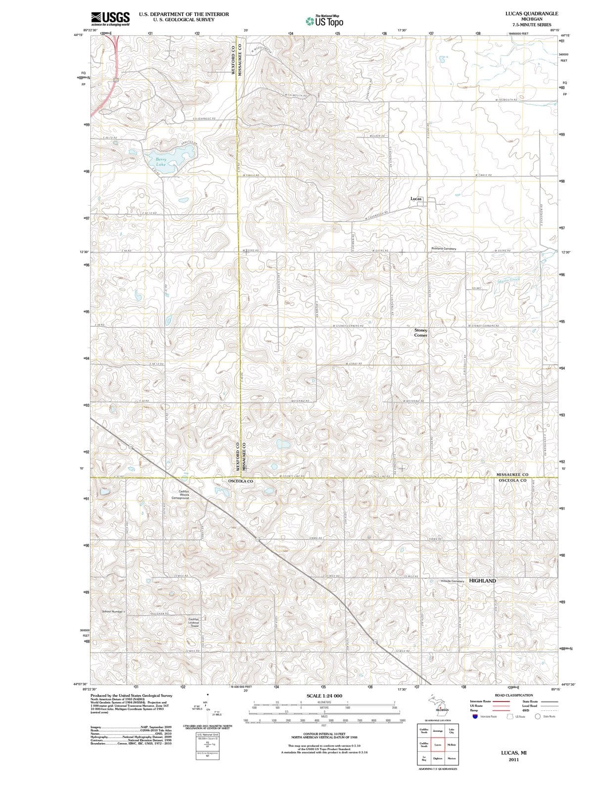 2011 Lucas, MI - Michigan - USGS Topographic Map