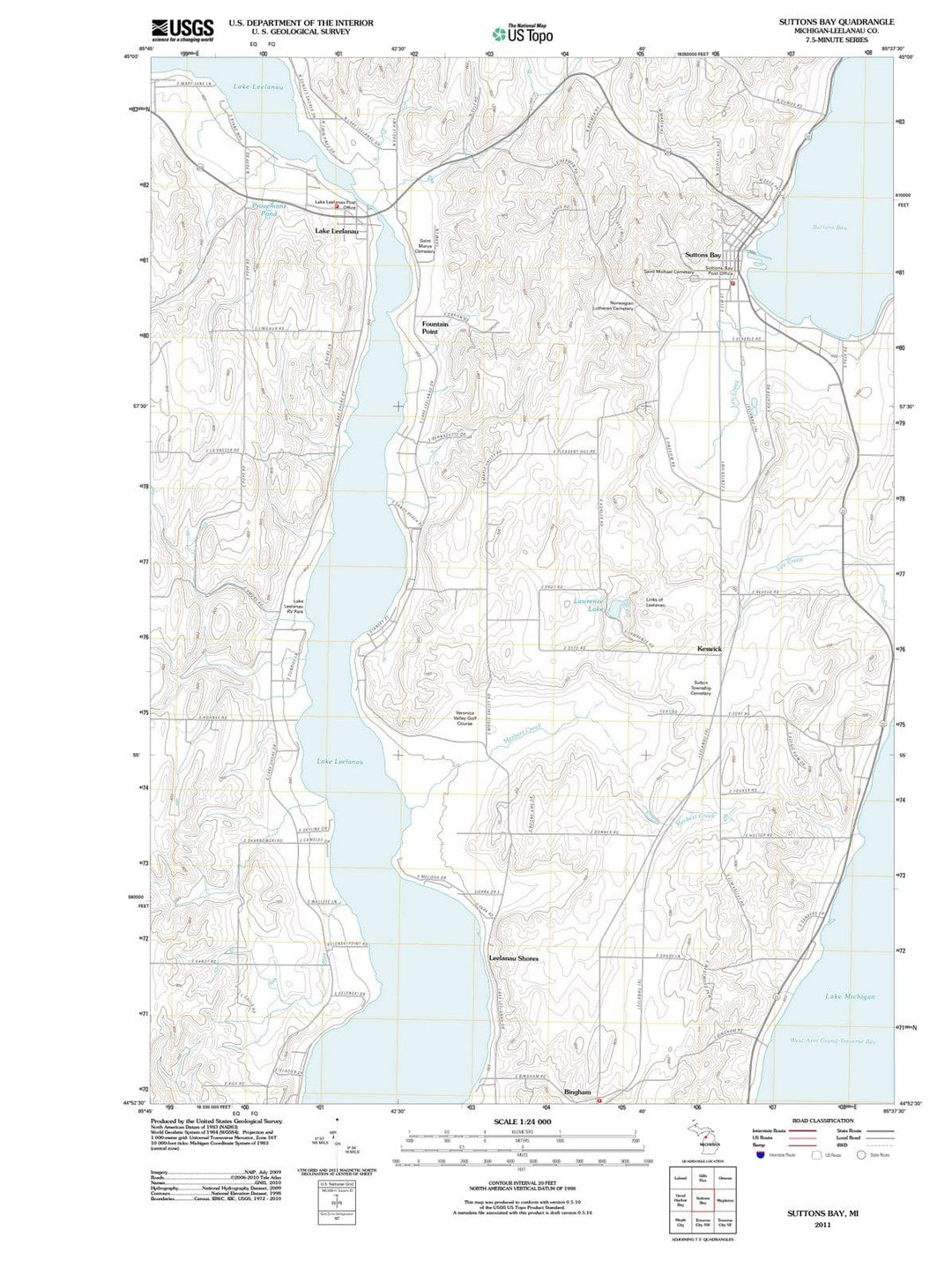 2011 Suttons Bay, MI - Michigan - USGS Topographic Map