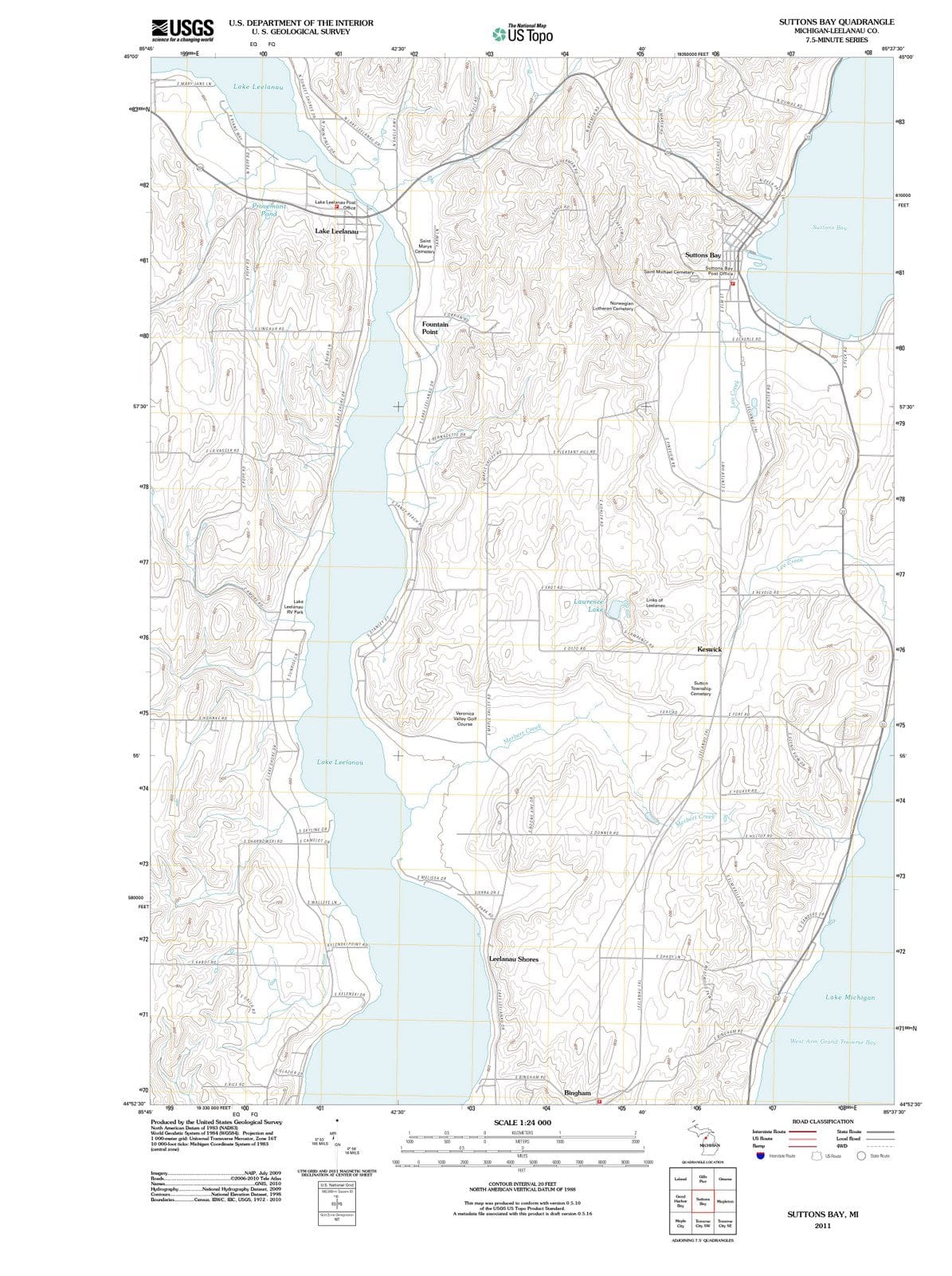 2011 Suttons Bay, MI - Michigan - USGS Topographic Map