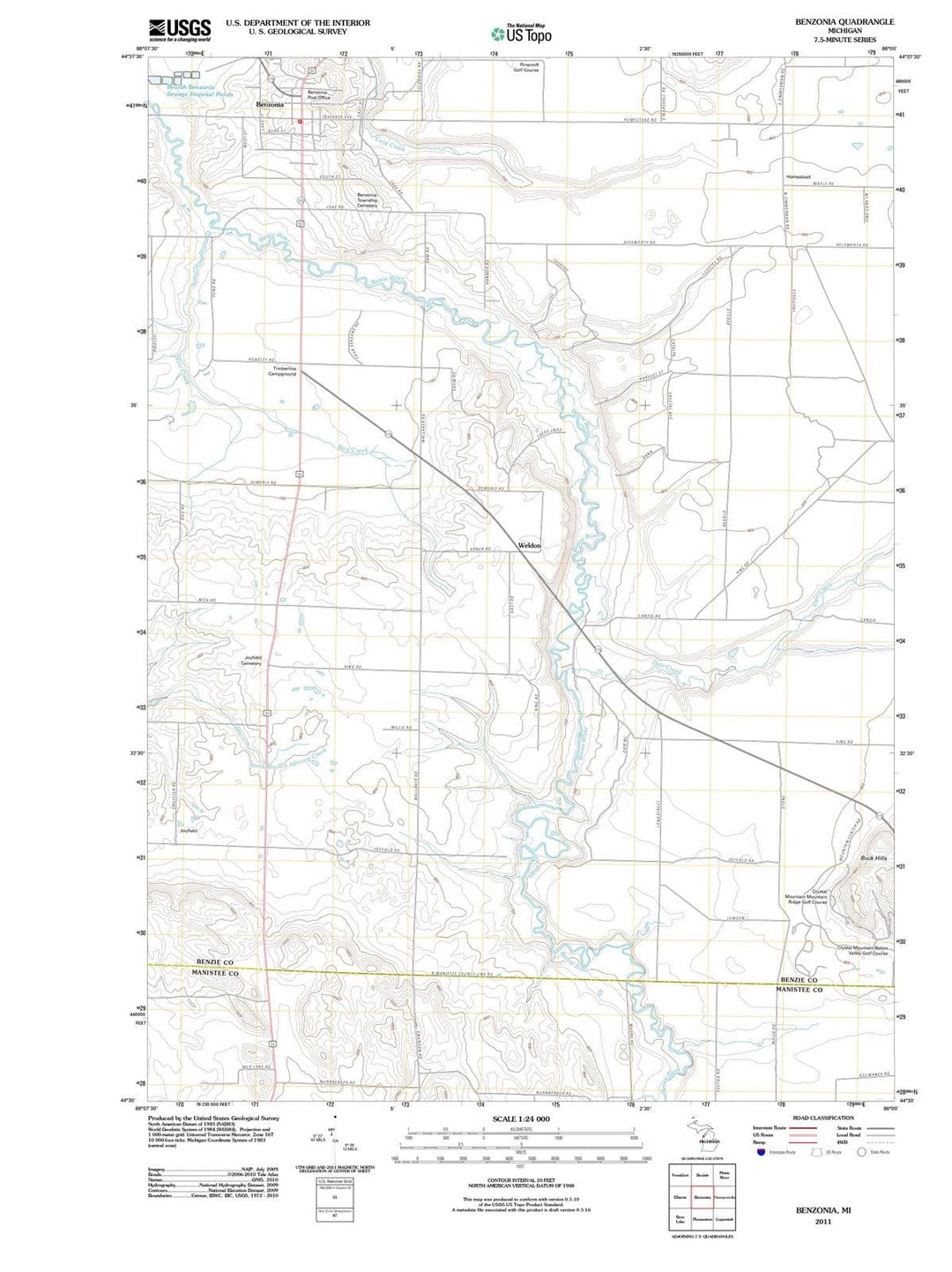 2011 Benzonia, MI - Michigan - USGS Topographic Map