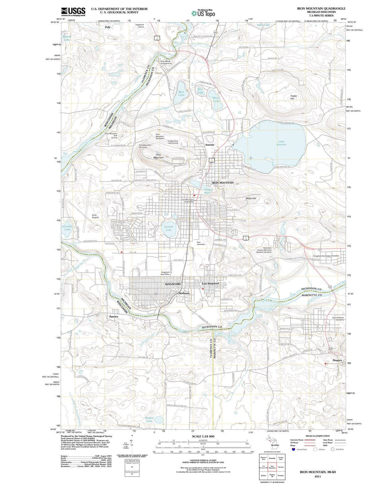 2011 Iron Mountain, MI - Michigan - USGS Topographic Map