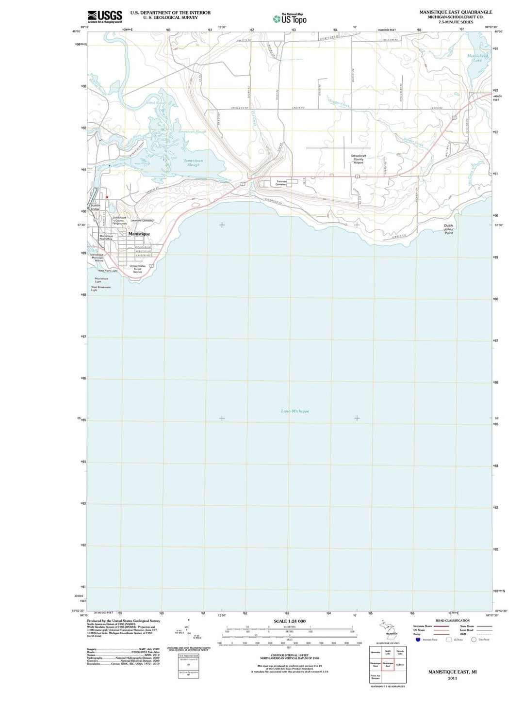 2011 Manistique East, MI - Michigan - USGS Topographic Map