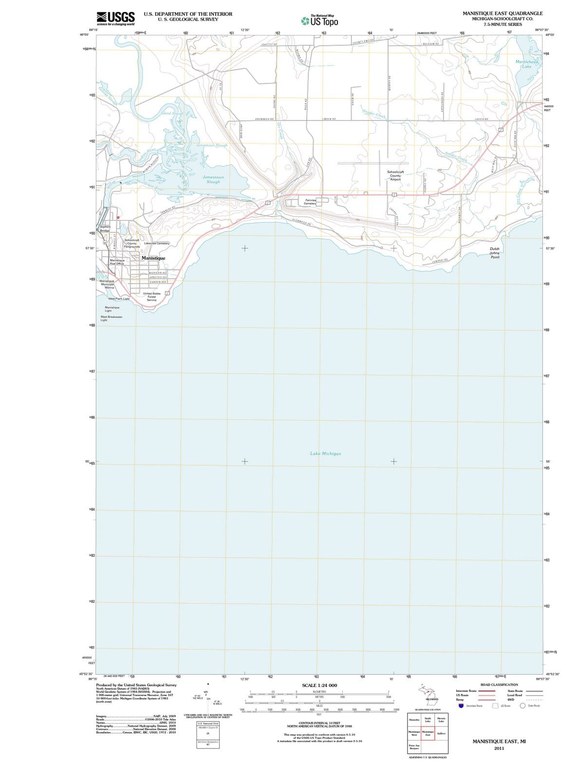 2011 Manistique East, MI - Michigan - USGS Topographic Map