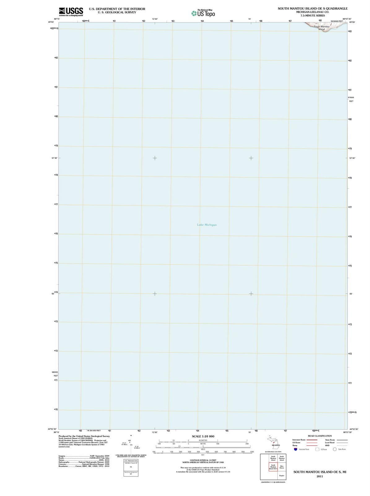 2011 South Manitou Island OE S, MI - Michigan - USGS Topographic Map