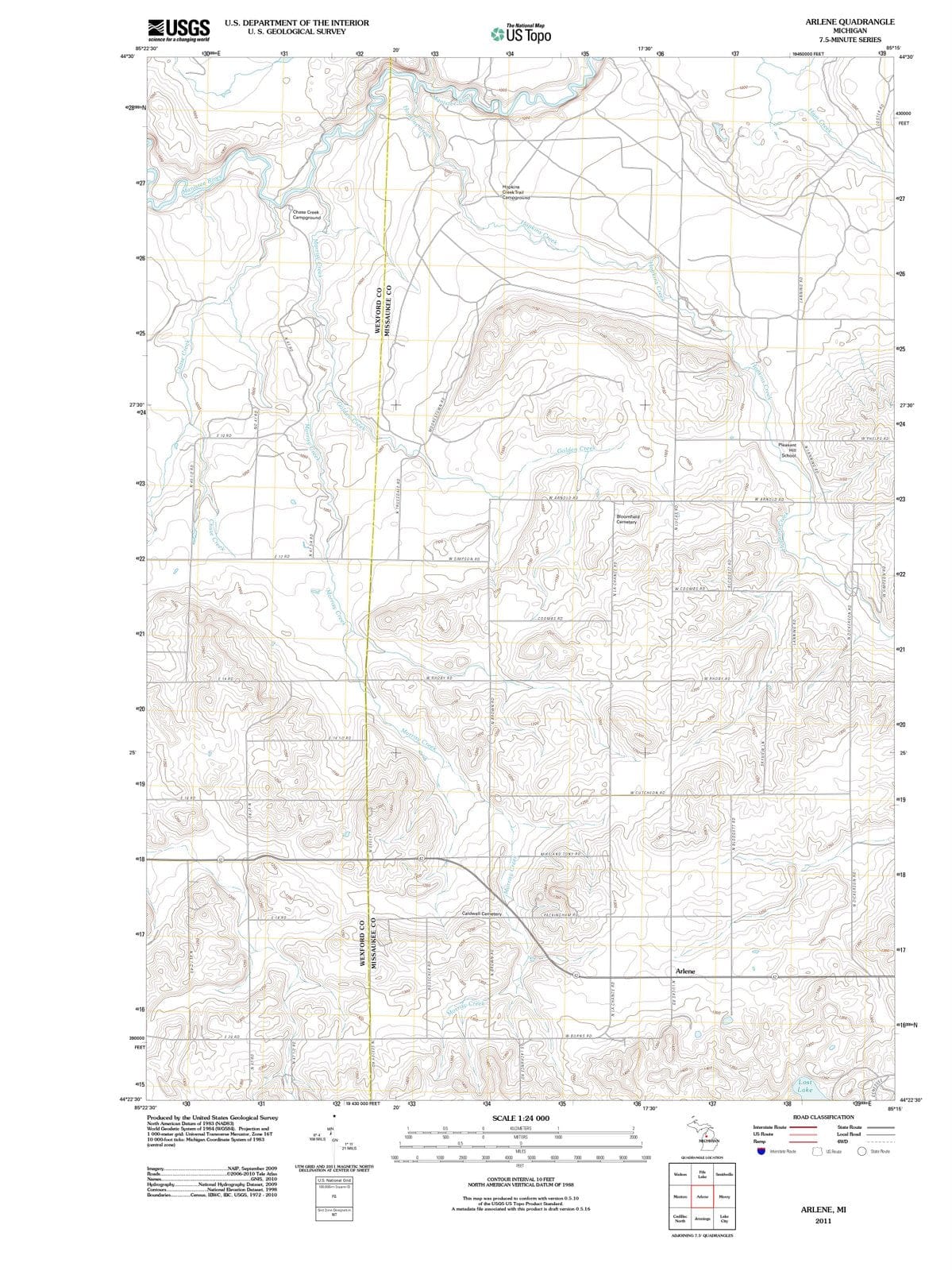 2011 Arlene, MI - Michigan - USGS Topographic Map
