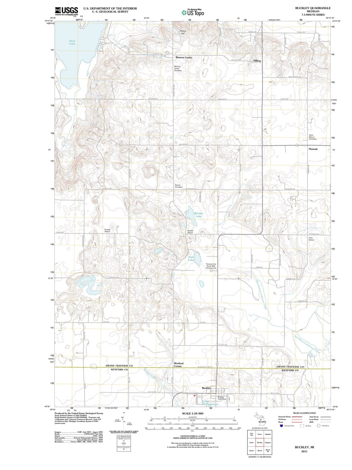 2011 Buckley, MI - Michigan - USGS Topographic Map