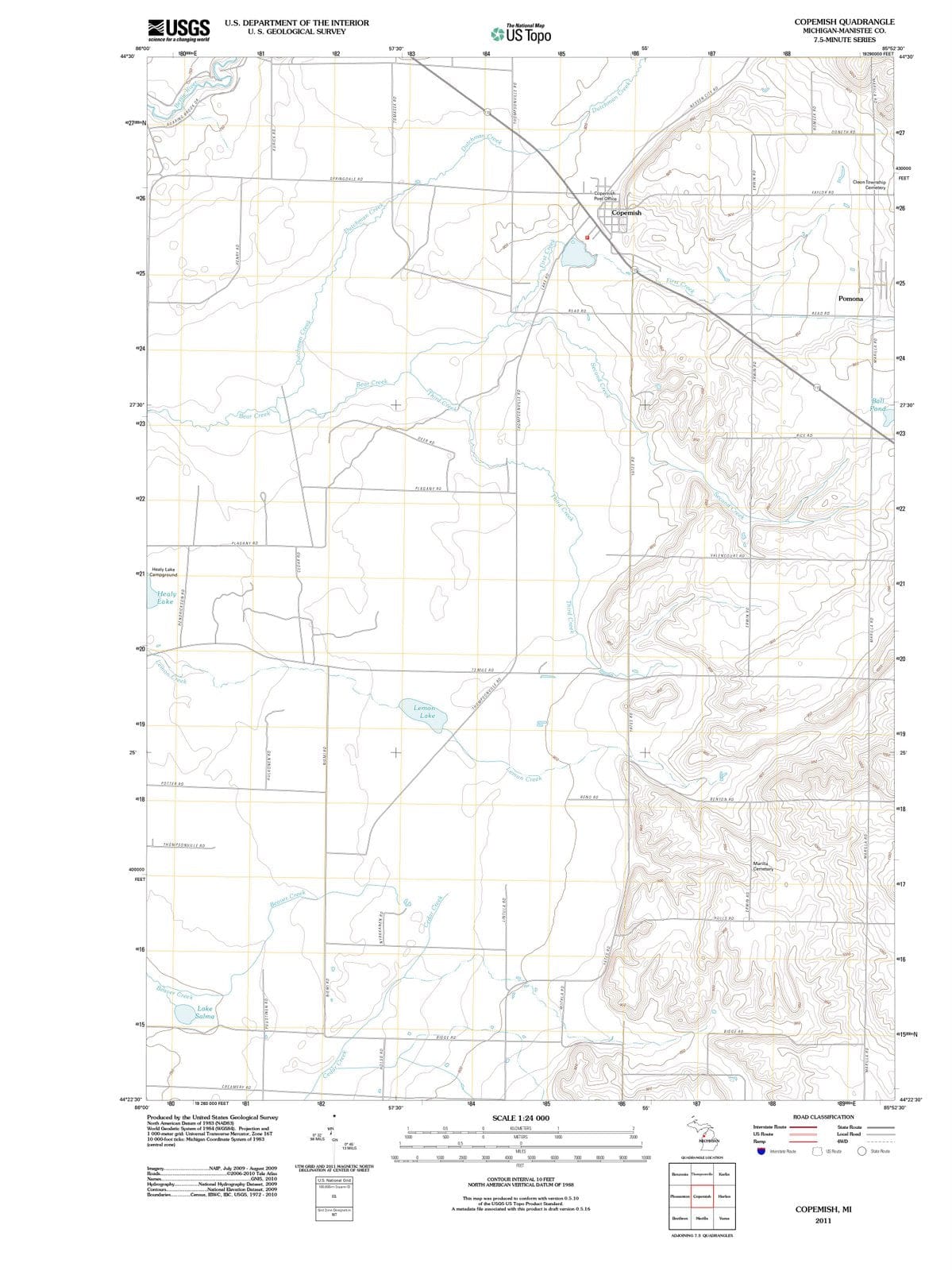2011 Copemish, MI - Michigan - USGS Topographic Map