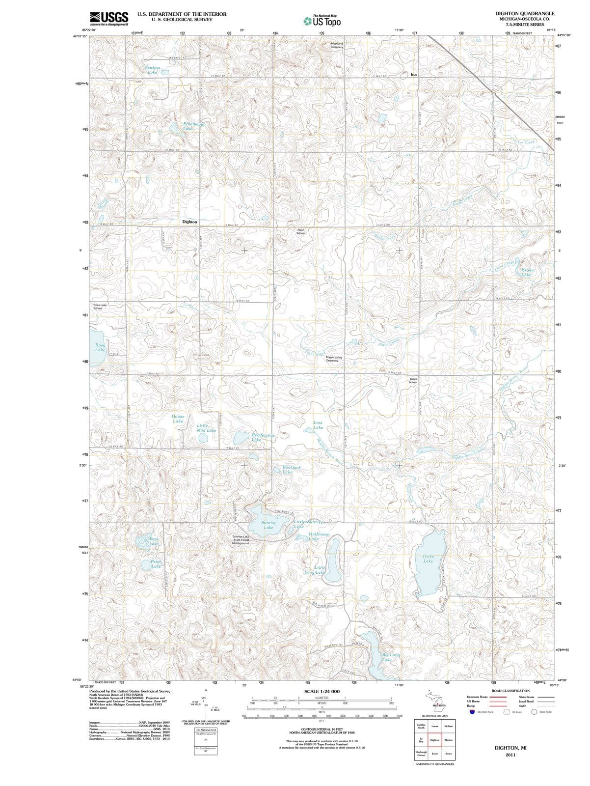 2011 Dighton, MI - Michigan - USGS Topographic Map