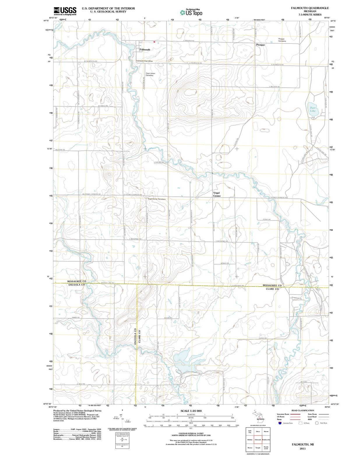 2011 Falmouth, MI - Michigan - USGS Topographic Map
