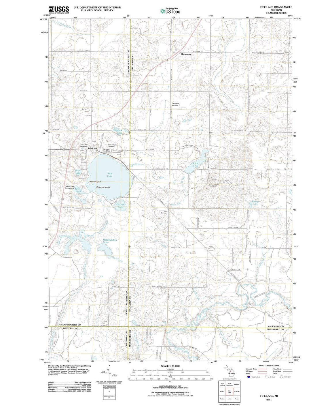 2011 Fife Lake, MI - Michigan - USGS Topographic Map
