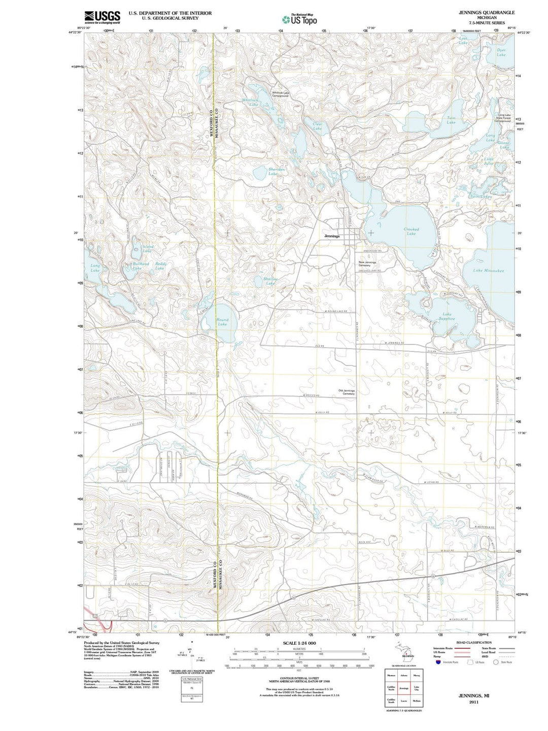 2011 Jennings, MI - Michigan - USGS Topographic Map