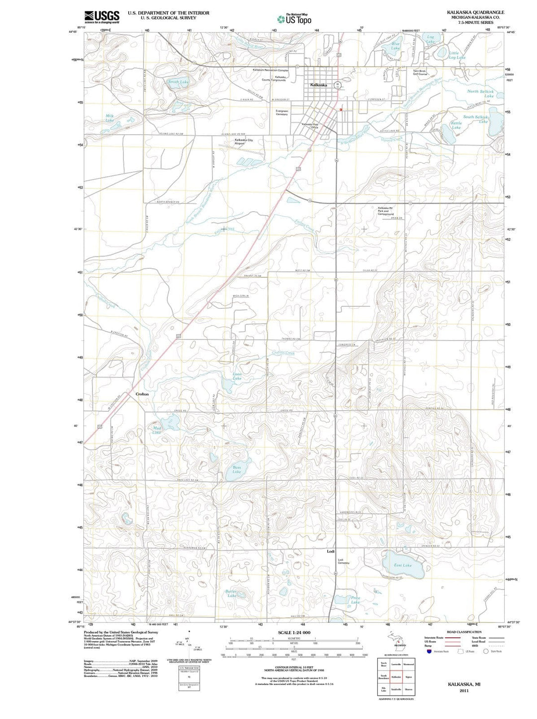 2011 Kalkaska, MI - Michigan - USGS Topographic Map