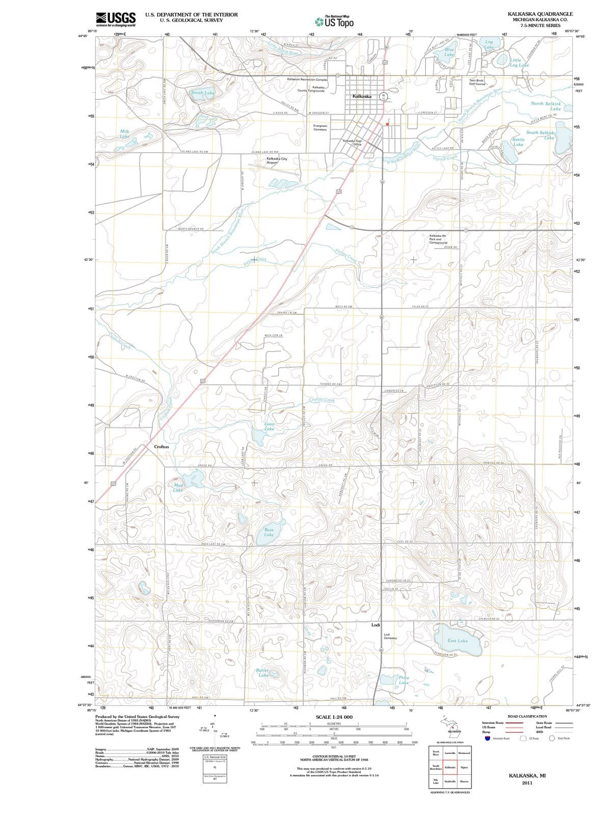 2011 Kalkaska, MI - Michigan - USGS Topographic Map