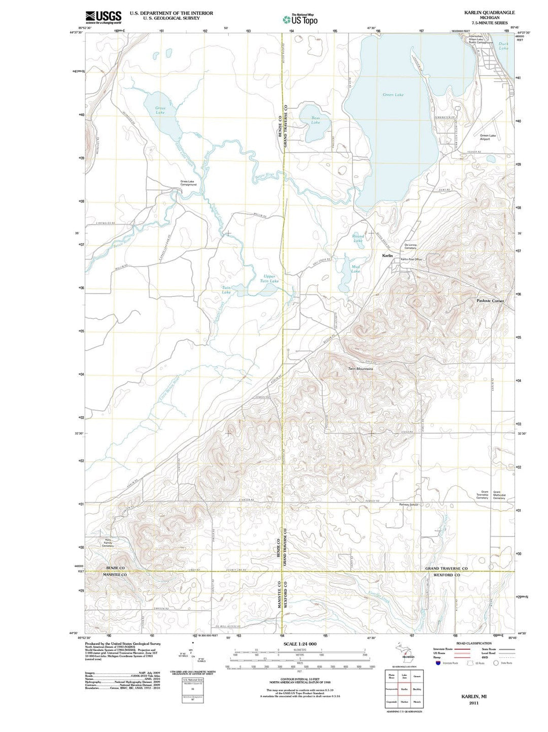 2011 Karlin, MI - Michigan - USGS Topographic Map