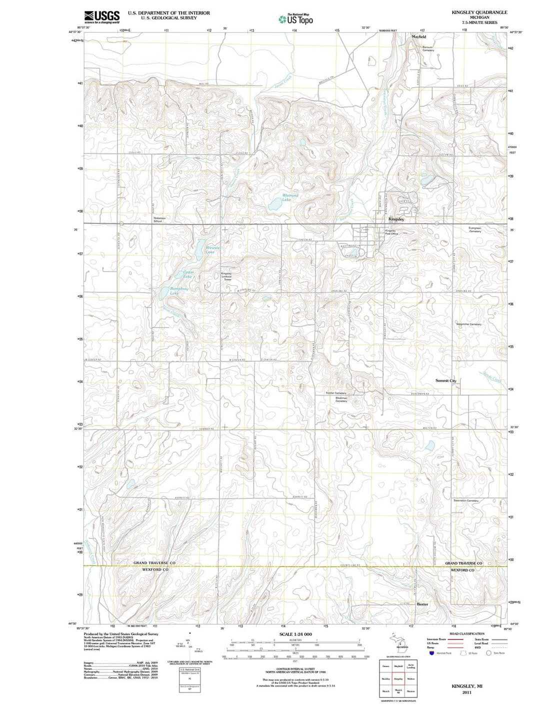 2011 Kingsley, MI - Michigan - USGS Topographic Map
