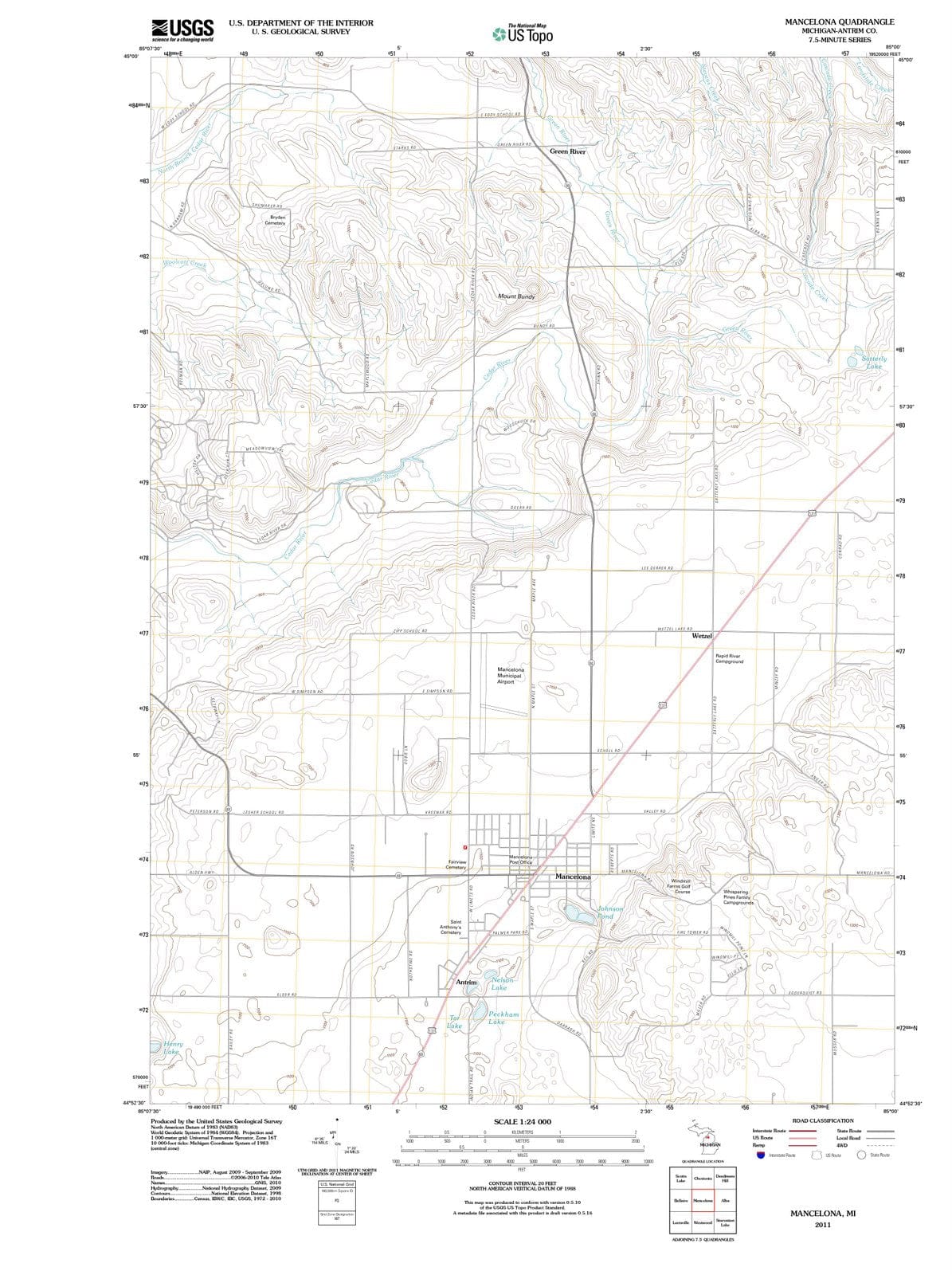 2011 Mancelona, MI - Michigan - USGS Topographic Map