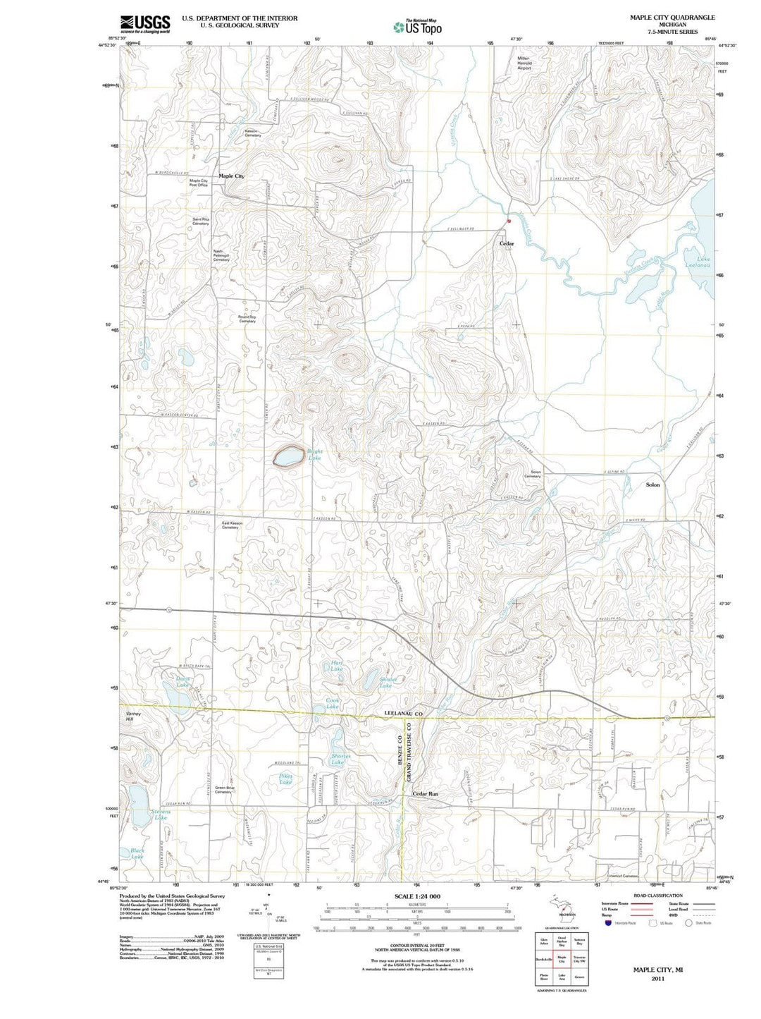 2011 Maple City, MI - Michigan - USGS Topographic Map