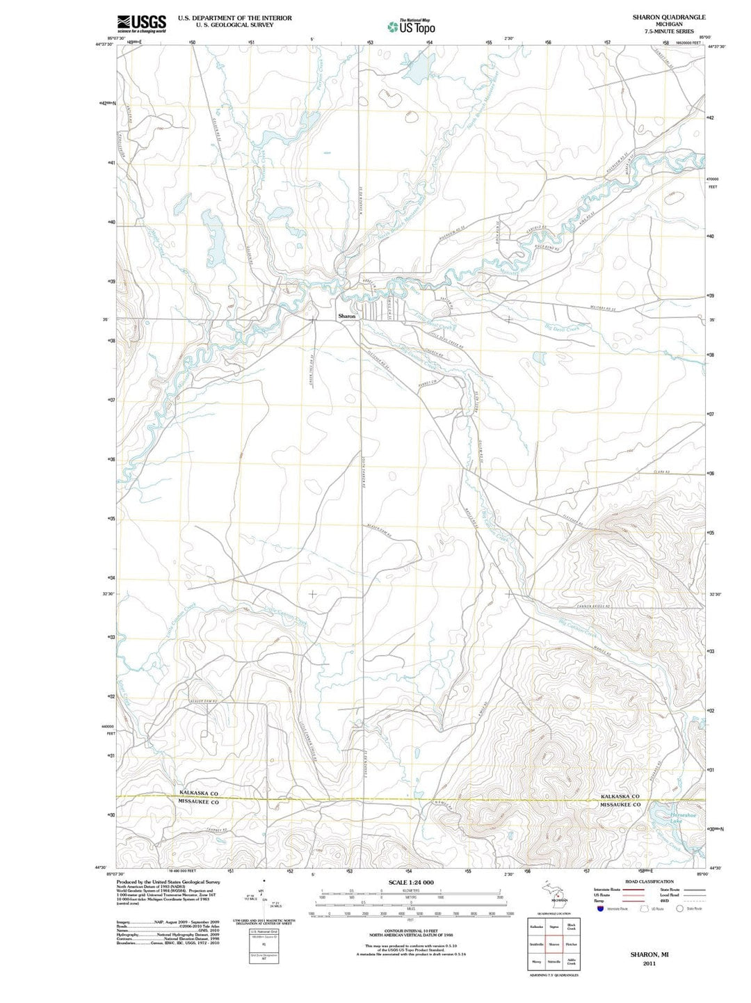 2011 Sharon, MI - Michigan - USGS Topographic Map