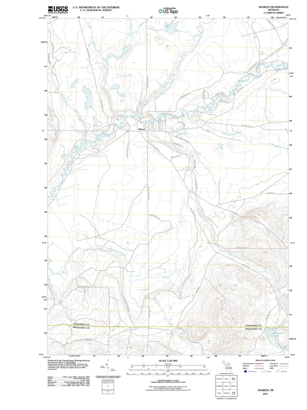 2011 Sharon, MI - Michigan - USGS Topographic Map