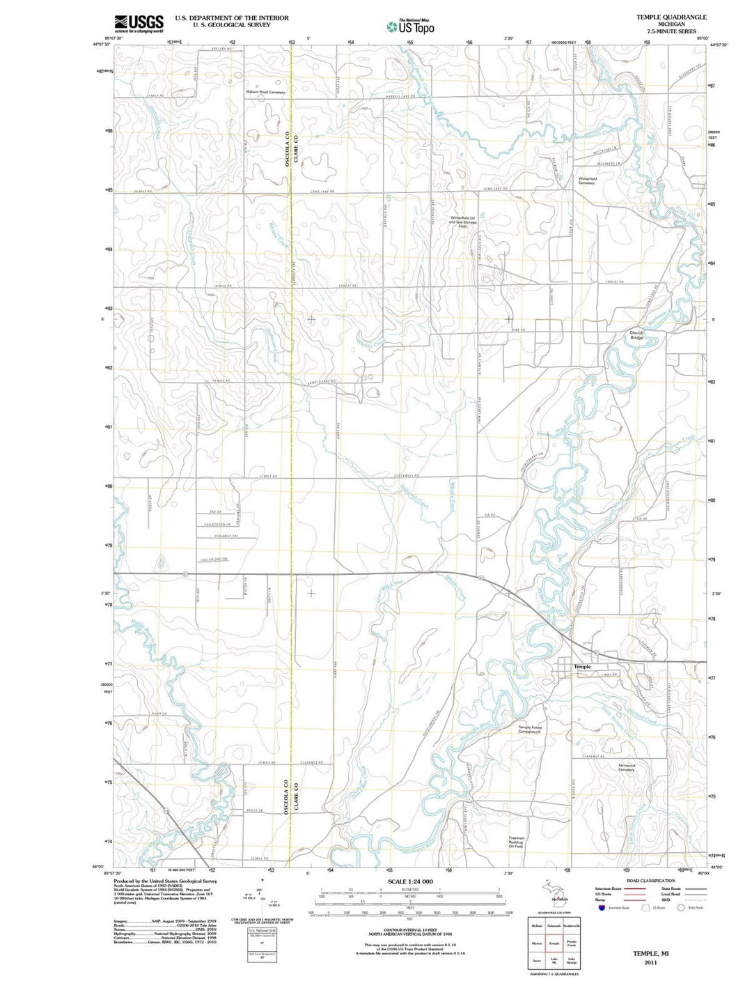 2011 Temple, MI - Michigan - USGS Topographic Map