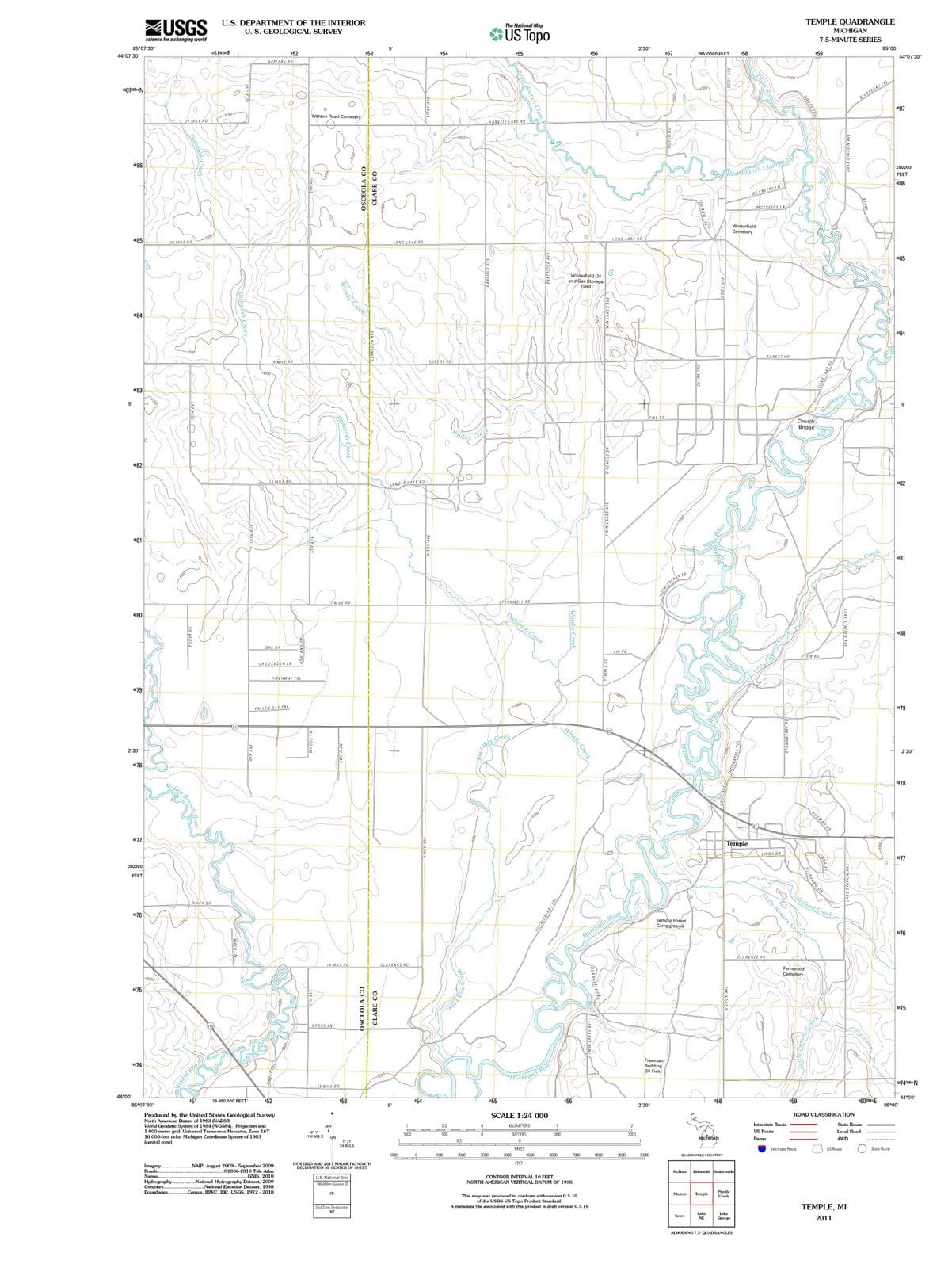 2011 Temple, MI - Michigan - USGS Topographic Map