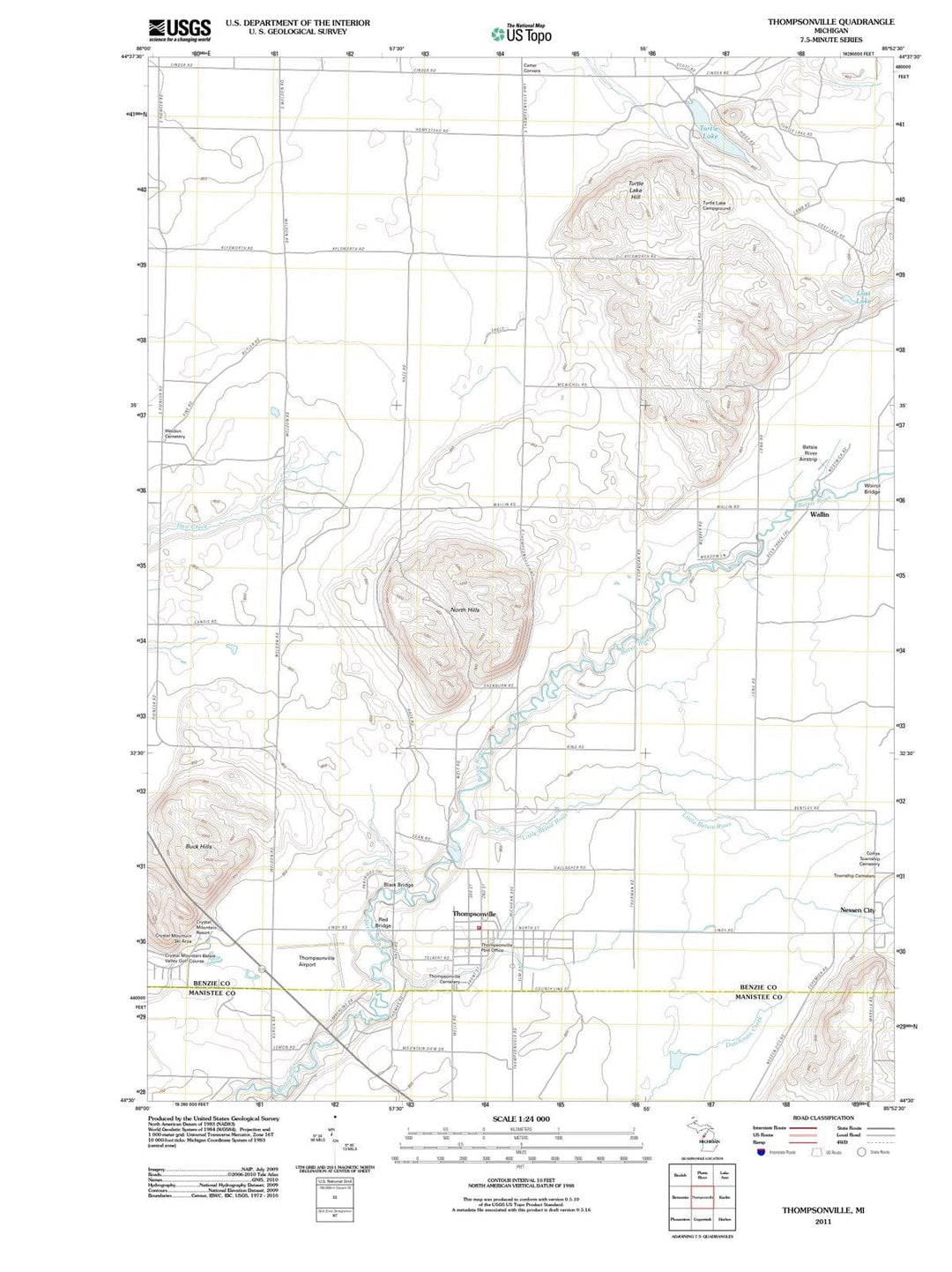 2011 Thompsonville, MI - Michigan - USGS Topographic Map