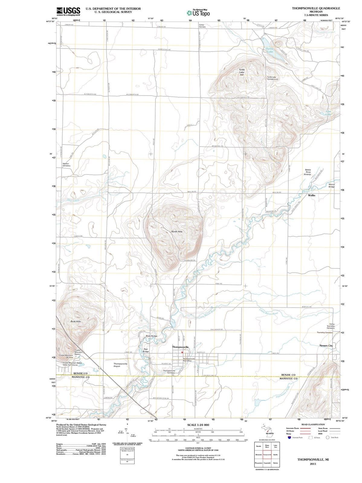 2011 Thompsonville, MI - Michigan - USGS Topographic Map
