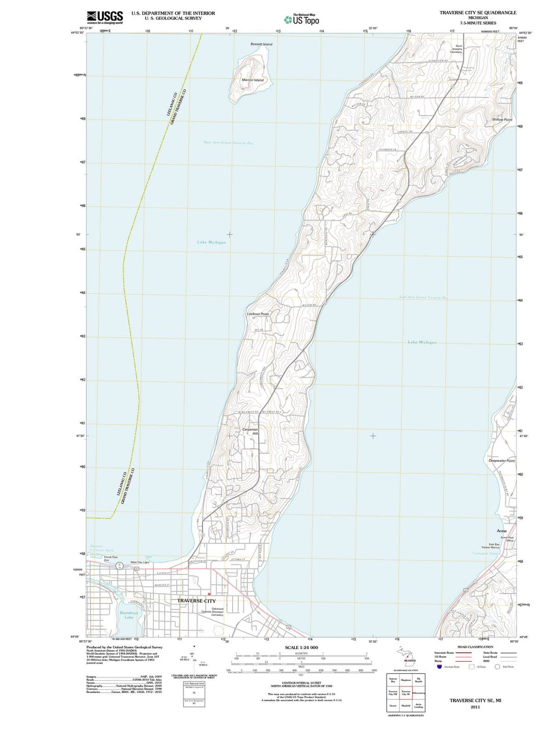 2011 Traverse City, MI - Michigan - USGS Topographic Map
