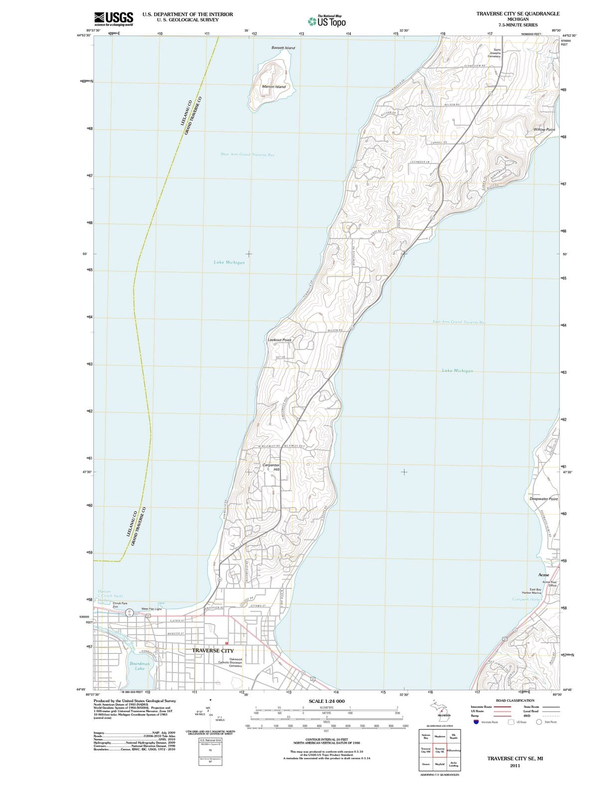 2011 Traverse City, MI - Michigan - USGS Topographic Map