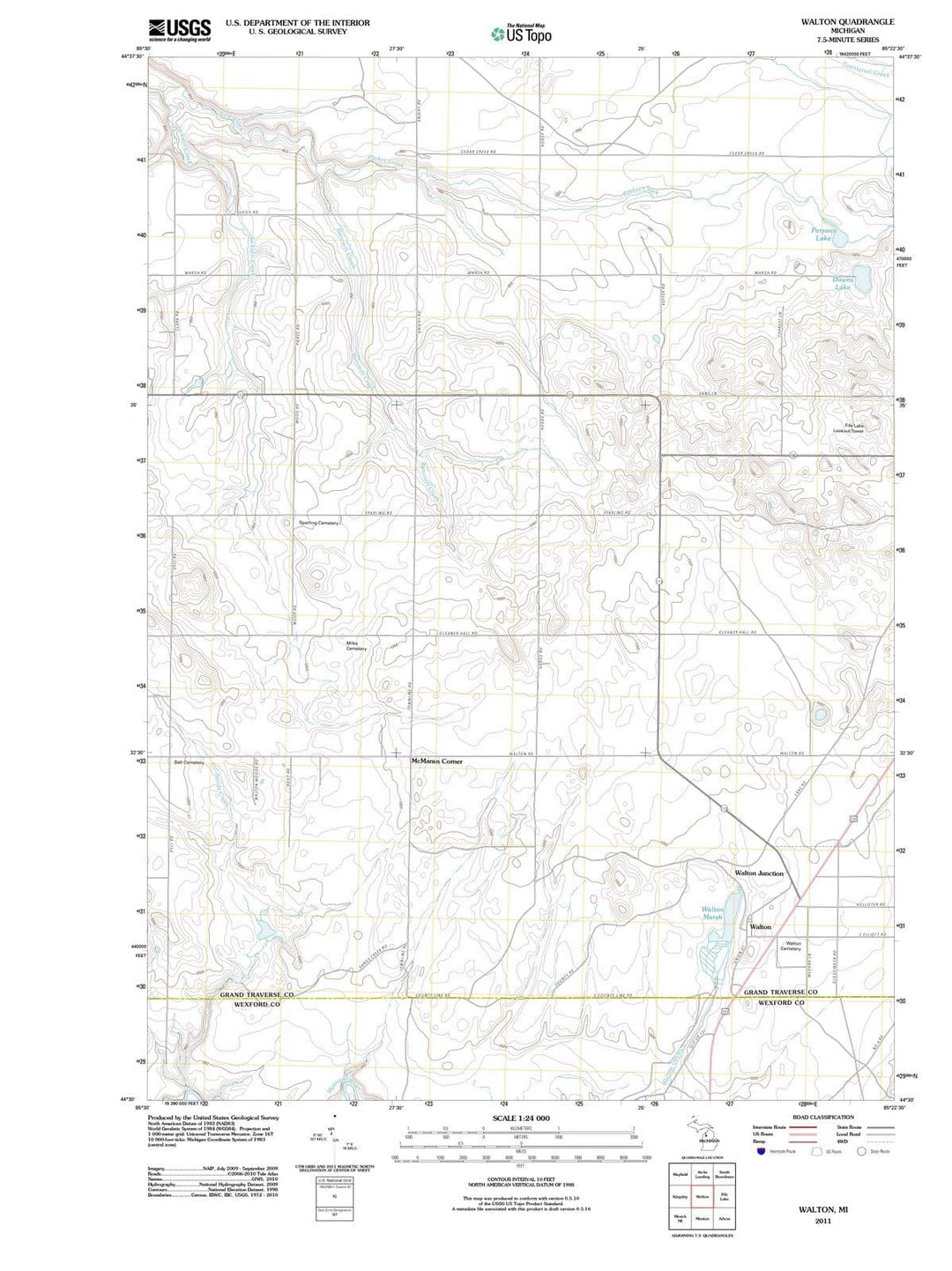 2011 Walton, MI - Michigan - USGS Topographic Map
