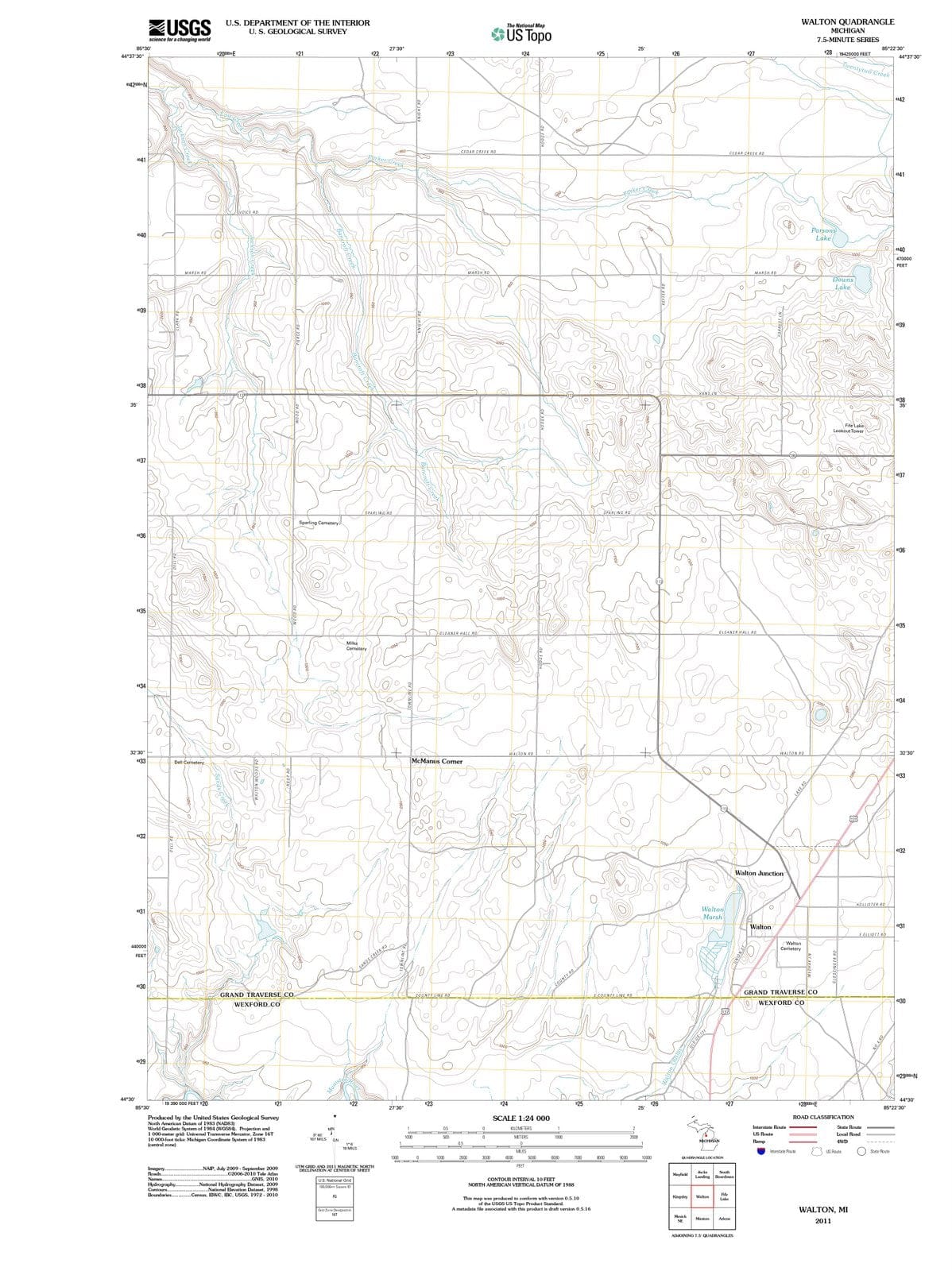 2011 Walton, MI - Michigan - USGS Topographic Map
